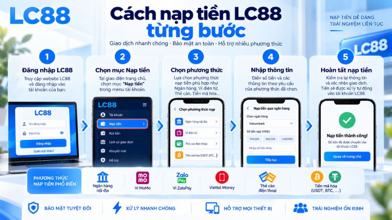Cách nạp tiền LC88 từng bước