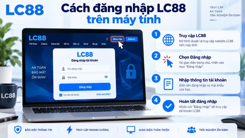Cách đăng nhập LC88 trên máy tính